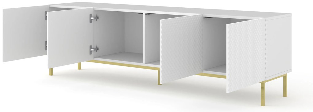 Masă TV C 4D 200 Rowanna (alb lucios + Auriu). 1125031