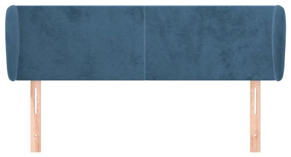 Tablie pat cu aripioare albastru inchis 147x23x78 88 cm catifea 1, Albastru inchis, 147 x 23 x 78 88 cm