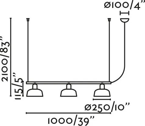 Lustra suspendata metal TATAWIN M 3L negru, blue