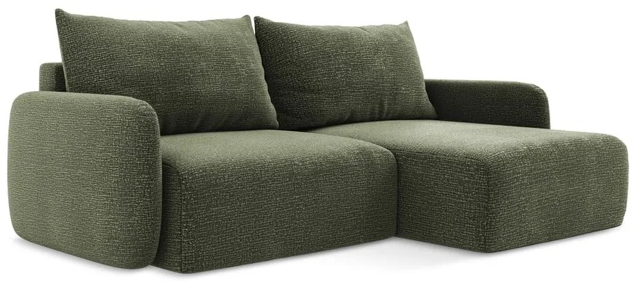 Colțar verde extensibil/cu spațiu de depozitare (cu colț pe partea dreaptă) Kalena – Makamii