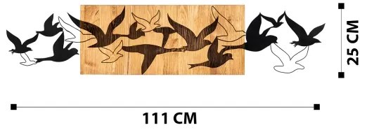 Decorațiune de perete 111x25 cm lemn/metal păsări