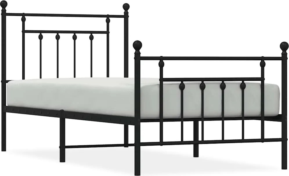 vidaXL Cadru pat metalic cu tăblii de cap/picioare, negru, 80x200 cm