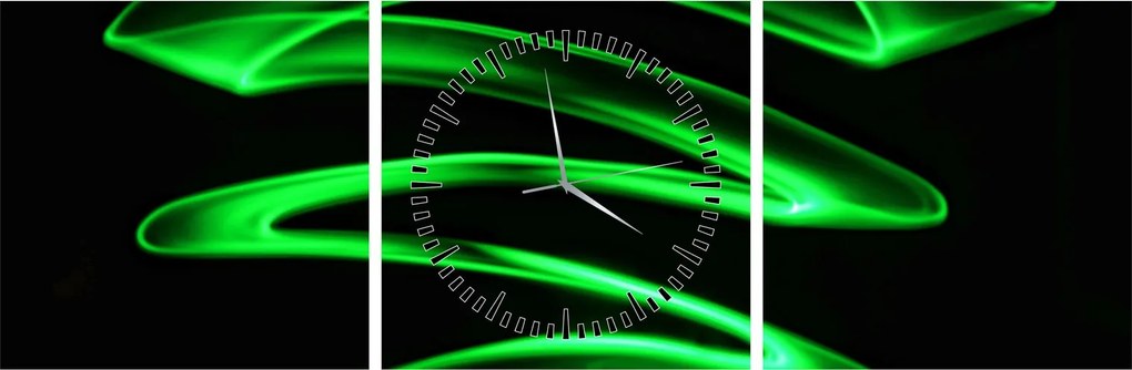Tablou - valuri neon (cu ceas) (90x30 cm)