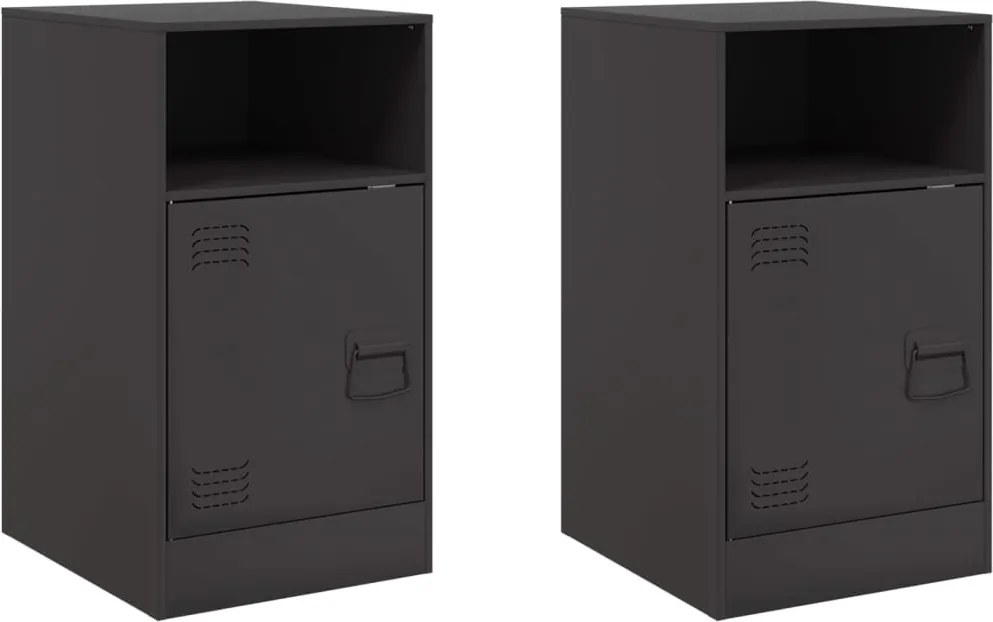 vidaXL Noptiere, 2 buc., negru, 34,5x39x62 cm, oțel