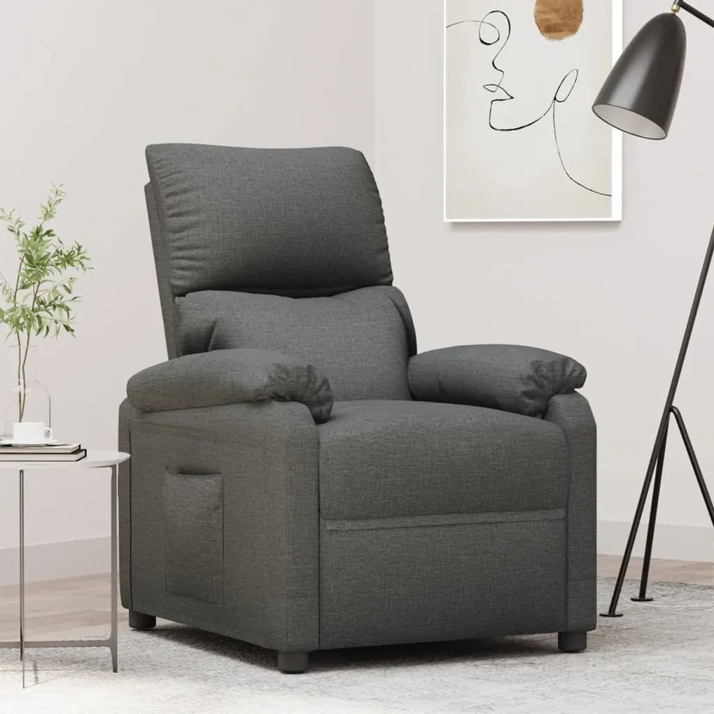 248687 vidaXL Fotoliu rabatabil, gri închis, material textil