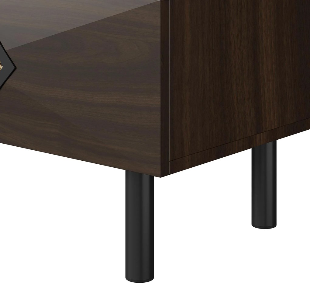 Masă de machiaj cu 6 sertare, mânere din ratan, spațiu mare de depozitare, pentru dormitor și living, 120x40x74,5 cm, Culoare naturală