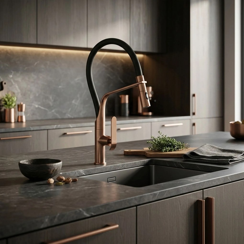 Baterie de bucătărie Rea Castor Auriu Copper Brush