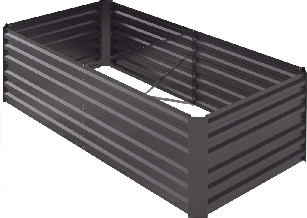 Outsunny Ghiveci pentru plante, jardiniere practică pentru plantare, îngrijire și cultivare, pat ridicat, oțel, gri închis | Aosom Romania