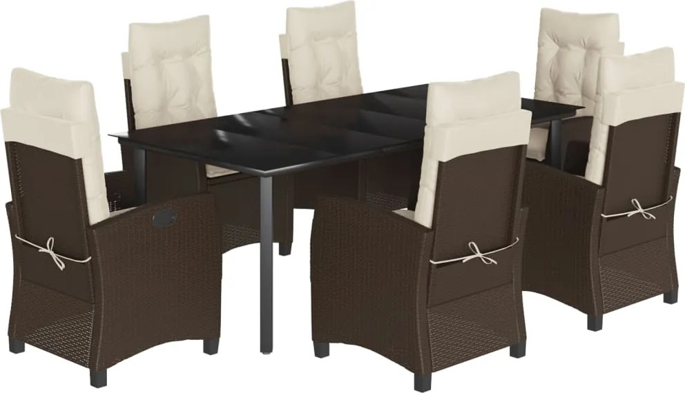 vidaXL Set mobilier de grădină cu perne, 7 piese, maro, poliratan