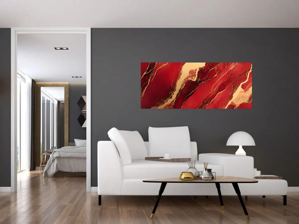 Tablou - Marmură roșu-auriu (120x50 cm)