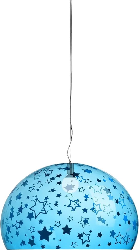 Suspensie Kartell FL/Y kids design Ferruccio Laviani, E27 max 15W LED, d 52cm, h33cm, stele, albastru transparent