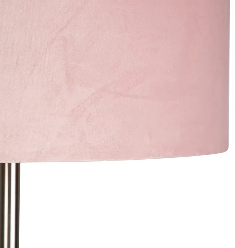 Lampă de podea din oțel cu abajur roz 50 cm - Simplo