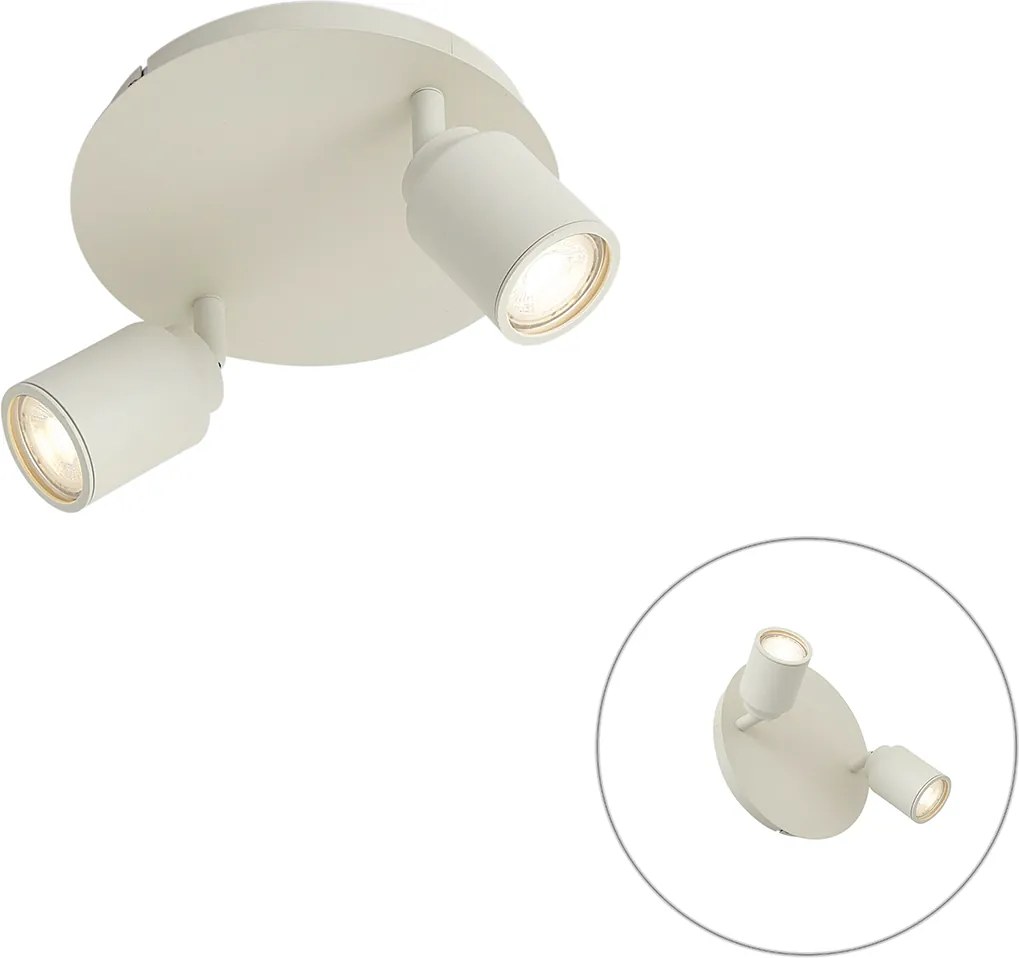 Spot modern de baie bej cu 2 lumini IP44 - Ducha