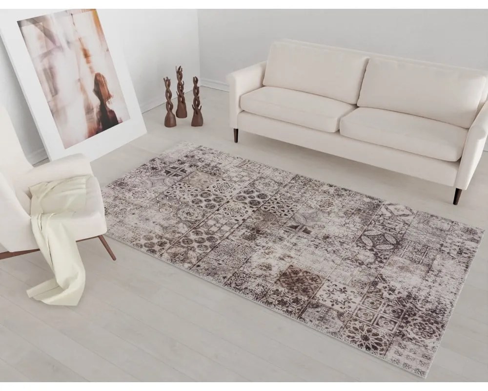Covor tip traversă bej lavabil 200x80 cm - Vitaus