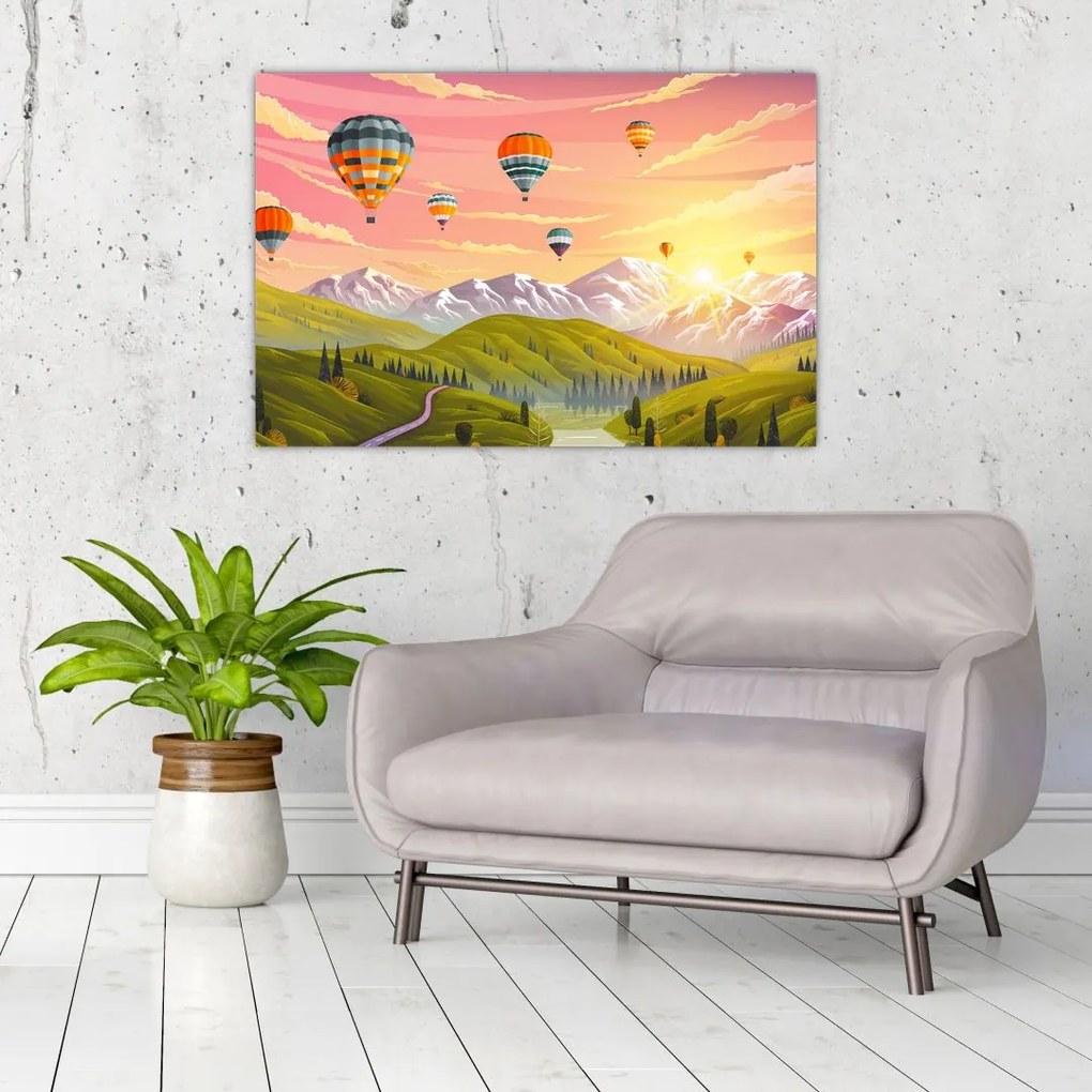 Tablou - Baloane deasupra unui peisaj (90x60 cm)