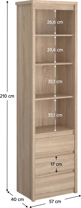 Etajeră TYP 6, PAL melaminat, stejar sonoma, NORTY