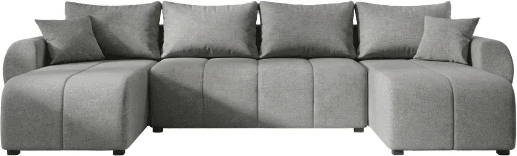 Coltar extensibil in forma de U SEVIO, gri, 311x145 cm + 2 perne GRATUIT