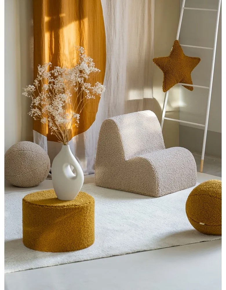 Fotoliu de copii crem cu tapițerie din țesătură bouclé Cloud – Wigiwama