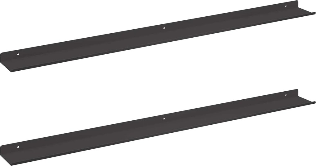 vidaXL Raft suspendat Pe perete 2 pcs Negru 100 x 9 x 2,5 cm Oțel
