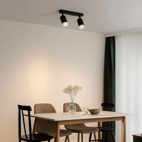 Lampă spot PIPE, 2x GU10/10W/230V, negru