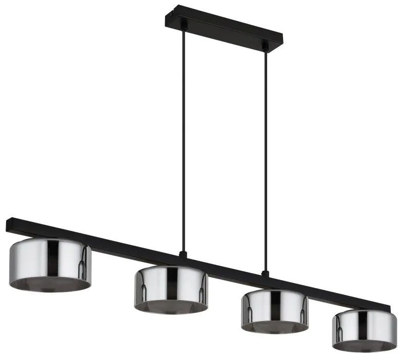Lustra suspendata din metal negru cu sticla fumurie HIGGINS 4L