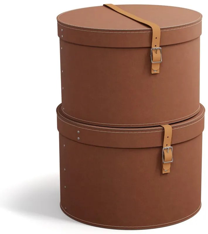 Cutii de depozitare maro 2 buc. din carton cu capac ø 37,5x25 cm Rut Restore Paper Laminate – Bigso