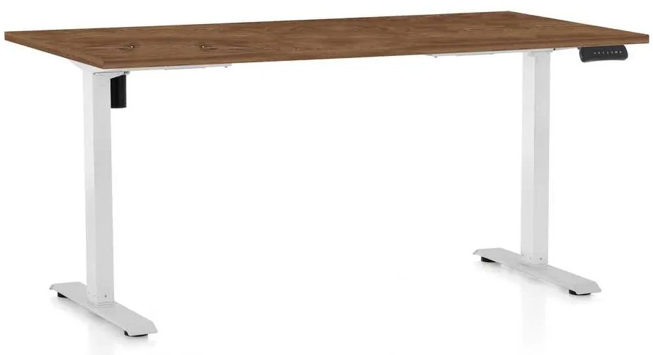 Masă înălțime reglabilă OfficeTech B, 160 x 80 cm, picioare albe, stejar silverjack