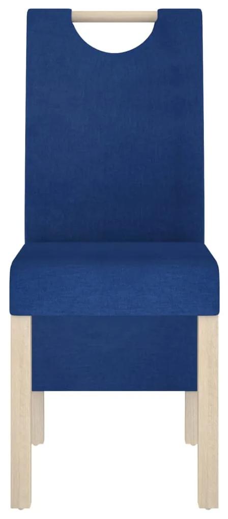 Scaune de masa, 2 buc., albastru, material textil 2, Albastru, tesatura