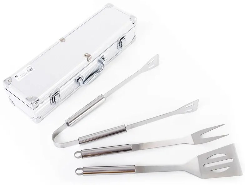 Set de 3 unelte pentru grătar G21, servietă de aluminiu