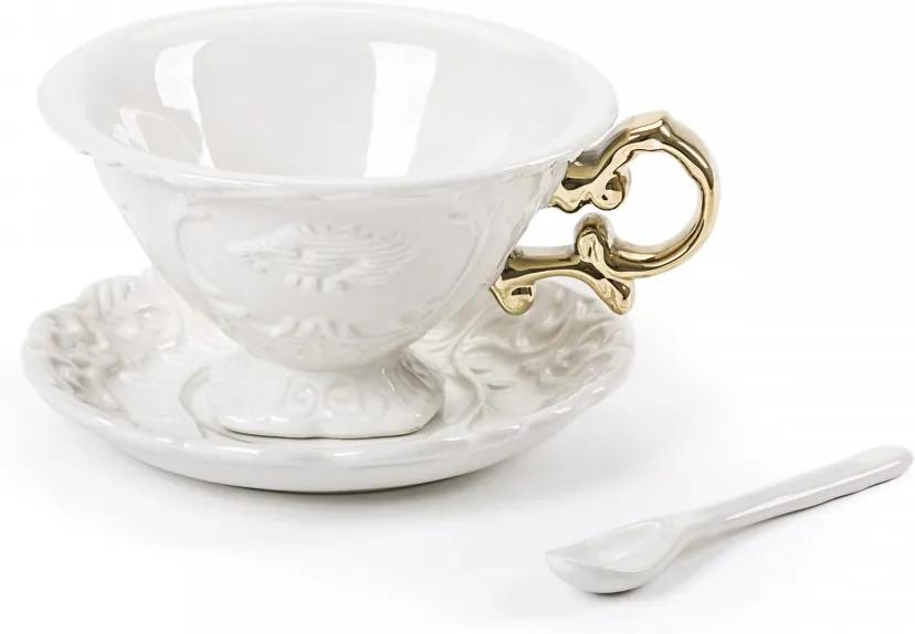Set din portelan pentru ceai cu detalii aurii ø13cm I-Wares Gold Seletti
