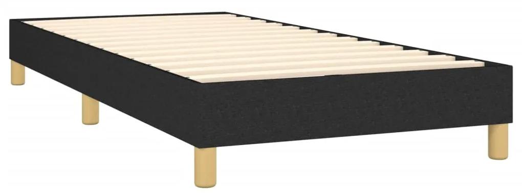 Cadru de pat box spring, negru, 90x200 cm, textil Negru, 25 cm, 90 x 200 cm