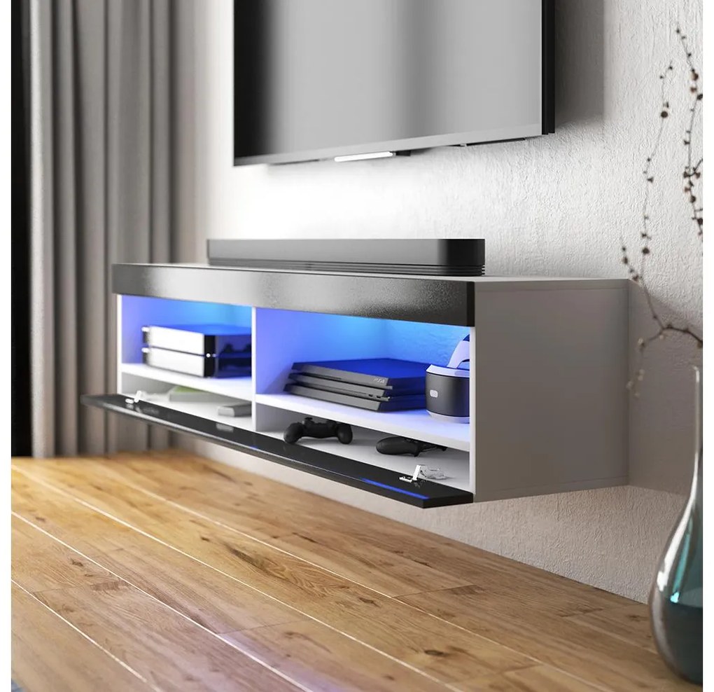 Masă TV Violett 100 (cu iluminat) (alb + negru). 1098637