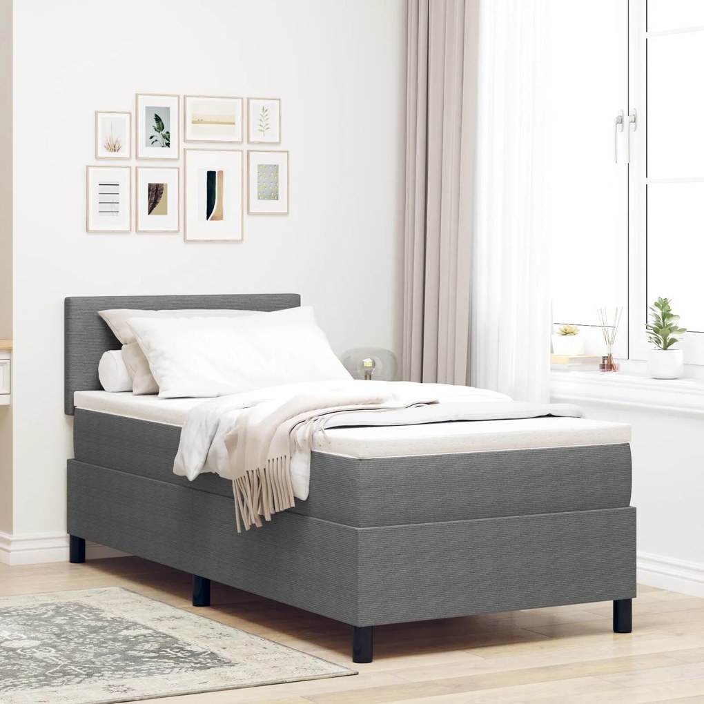 vidaXL Pat cu arcuri cu saltea gri deschis 80x200 cm țesătură din catifea