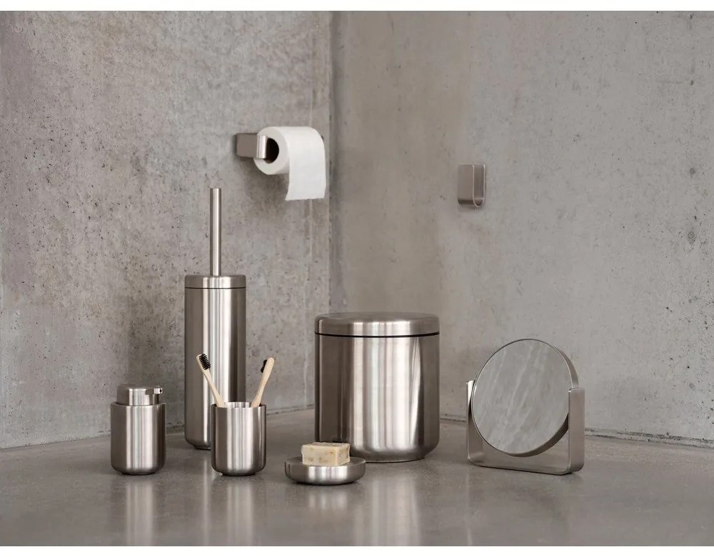 Perie de WC argintiu-mat din oțel inoxidabil Ume – Zone