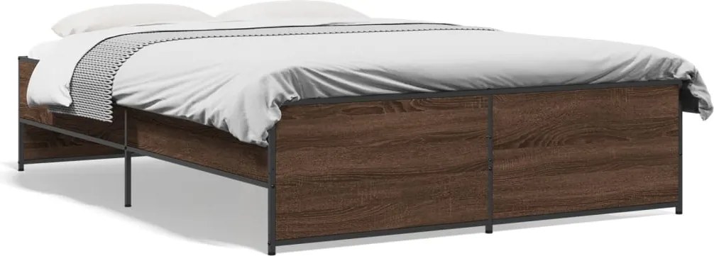 vidaXL Cadru de pat, stejar maro, 120x200 cm, lemn prelucrat și metal