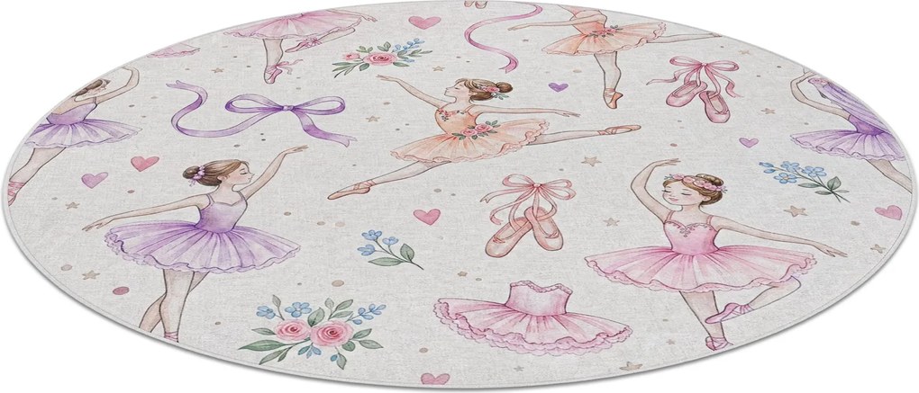 BAMBINO 61600 cerc covor lavabil Balerina, pentru copii anti-alunecare - cremă / roz