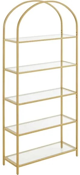 Raft Din Sticla Cu 5 Niveluri, Auriu, 83 Cm