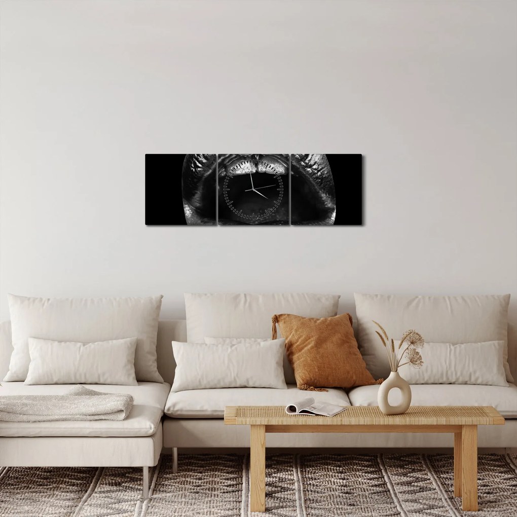 Tablou - Buze lucioase (cu ceas) (90x30 cm)