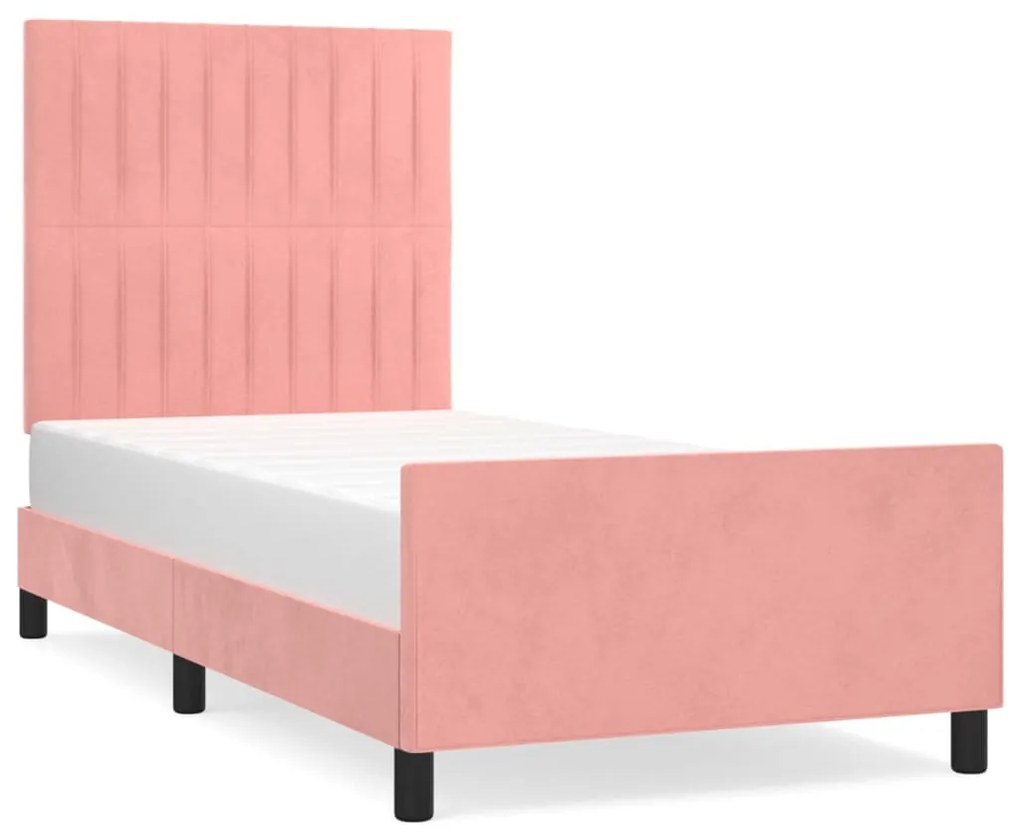 3125854 vidaXL Cadru de pat cu tăblie, roz, 90x190 cm, catifea