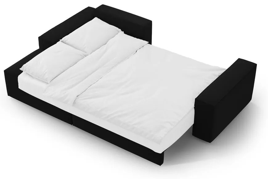 Colțar negru extensibil/cu spațiu de depozitare cu tapițerie din catifea (cu colț pe partea stângă /cu șezlong) Jodie – Micadoni