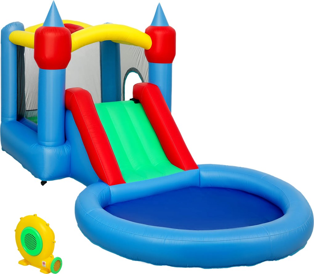 AIYAPLAY Castel Gonflabil Trambulină 4 în 1, Tobogan, 415x205x190cm, Multicolor | Aosom Romania