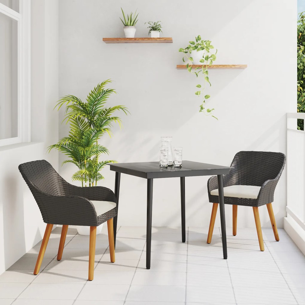 vidaXL Set de mese pentru grădină cu 3 piese din ratan poli