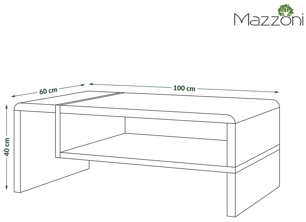 Mazzoni FOLK Negru/Beton Millennium - MĂSUȚĂ MODERNĂ CU RAFT