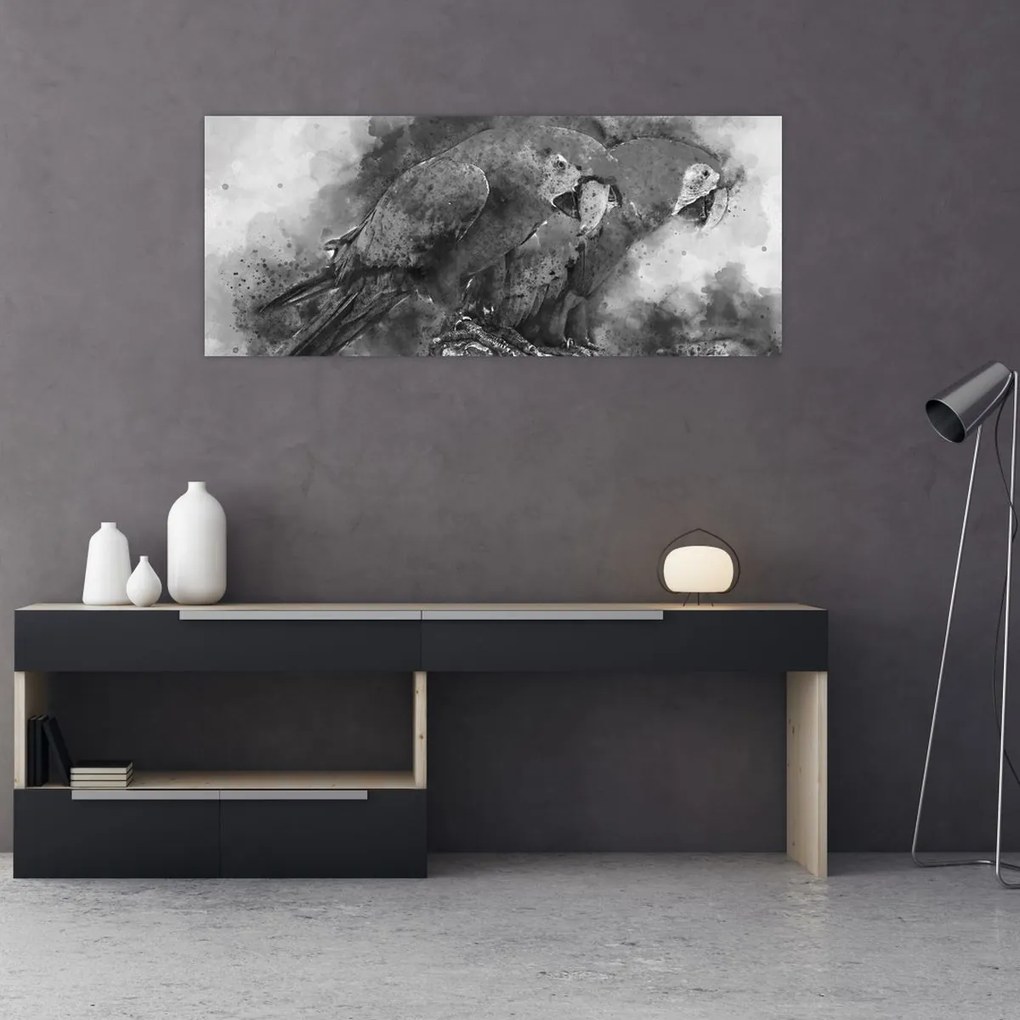 Tablou - Acuarelă papagali (120x50 cm)