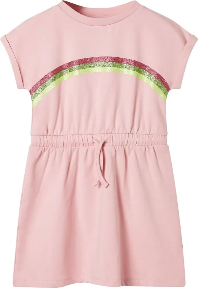vidaXL Rochie pentru copii cu șnur în talie, roz deschis, 128