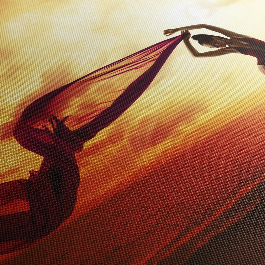 Tablou - Silueta femeii la apus de soare (120x50 cm)