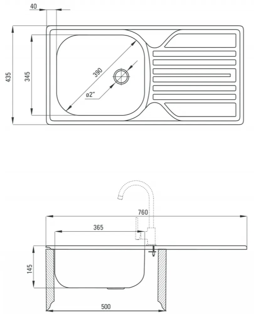 Chiuveta bucatarie inox cu picurator crom leinen Deante Legato LEINEN