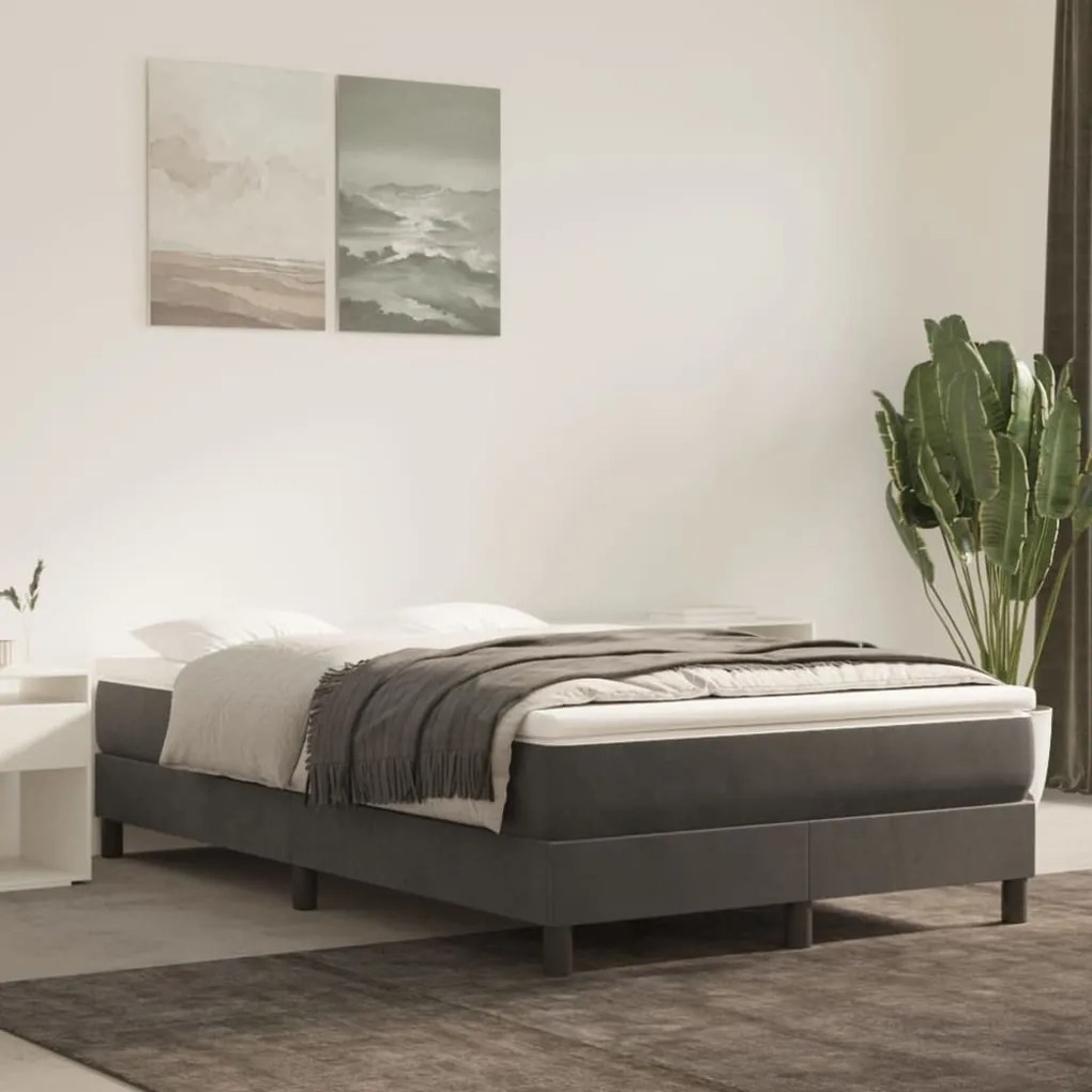 Cadru de pat box spring, gri închis, 120x200 cm, catifea