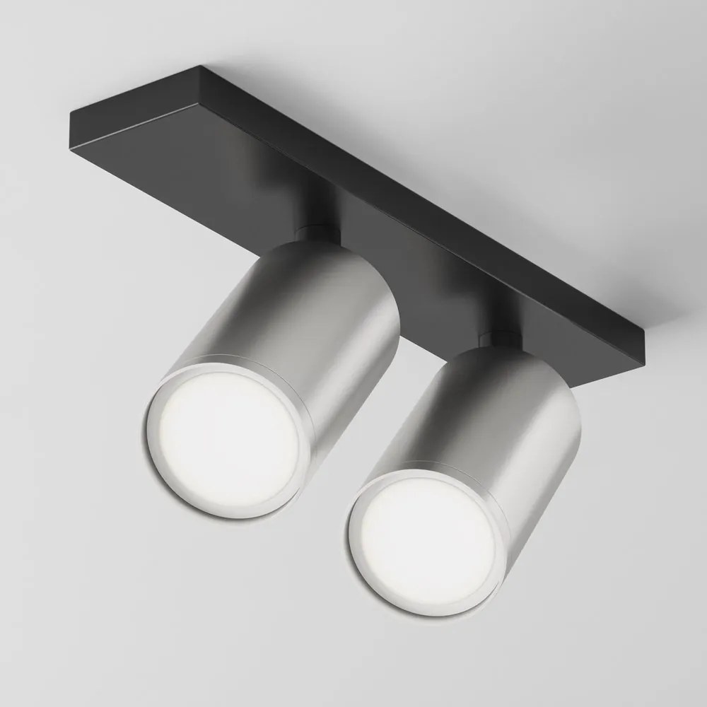 Aplica de perete / tavan cu 2 spoturi directionabile design tehnic Focus S negru, argintiu