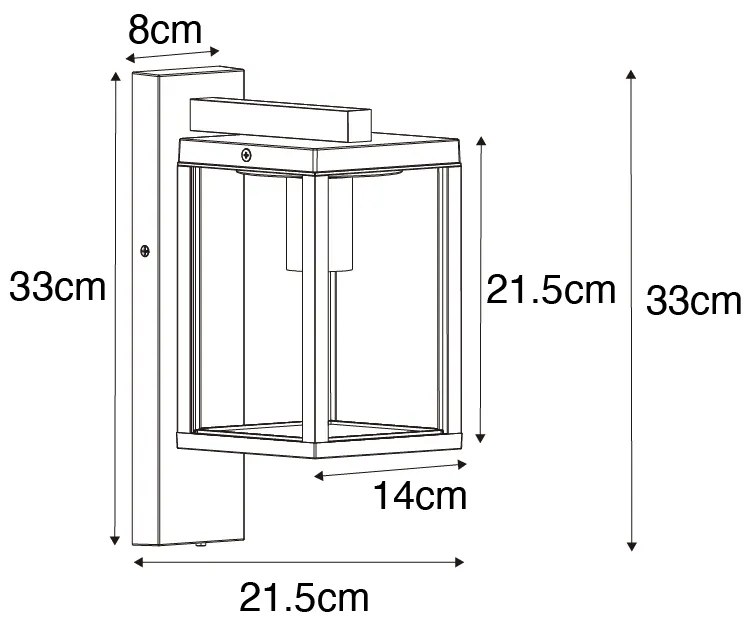 Lampa de perete exterioară neagră IP44 cu senzor de crepuscul - Charlois